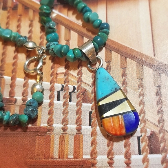 GILBERT DAMON VTG Navajo Artist signed Necklace - Picture 3 of 6